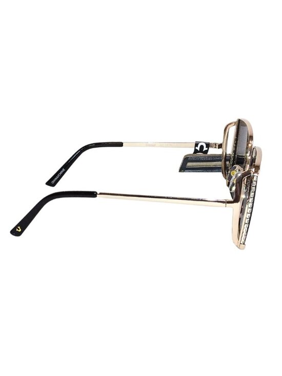 WOMEN\'S TRUE RELIGION OVERSIZED SQUARE GOLD & CRYSTAL FRAME SUNGLASSES - NWT main image 4